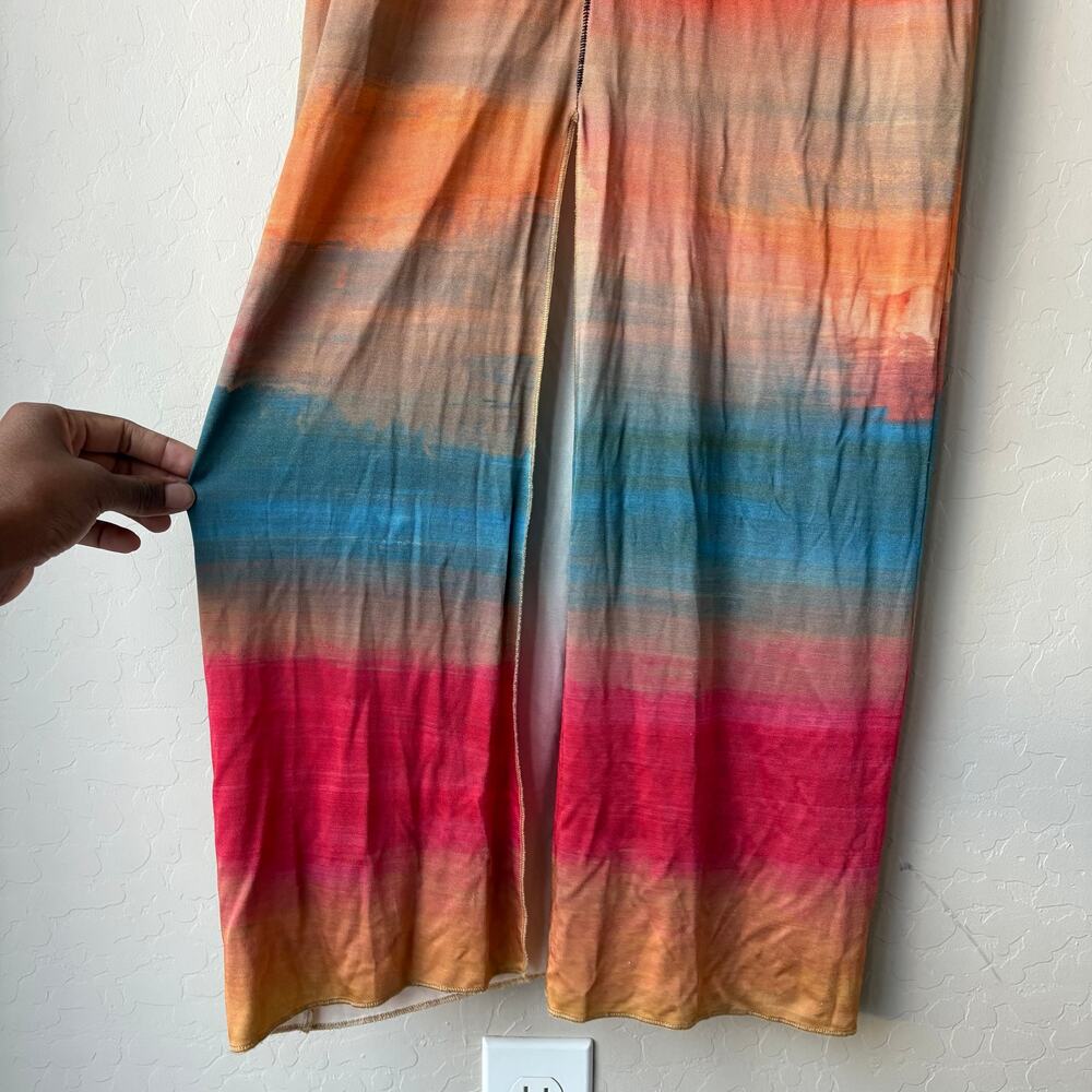 Marni Dress Ombre Multicolor‎ Short Sleeve Midi Dress w Front Slit Size 46/US 10 - Picture 5 of 11